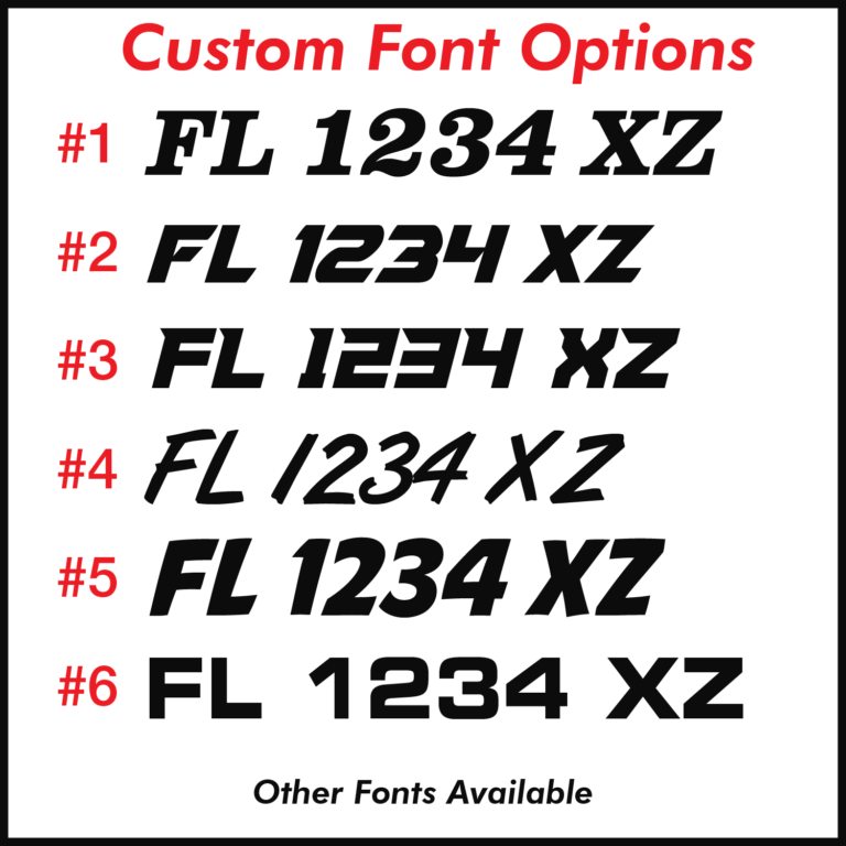 Boat Registration Numbers Decal Set of 2 Crisp Decals