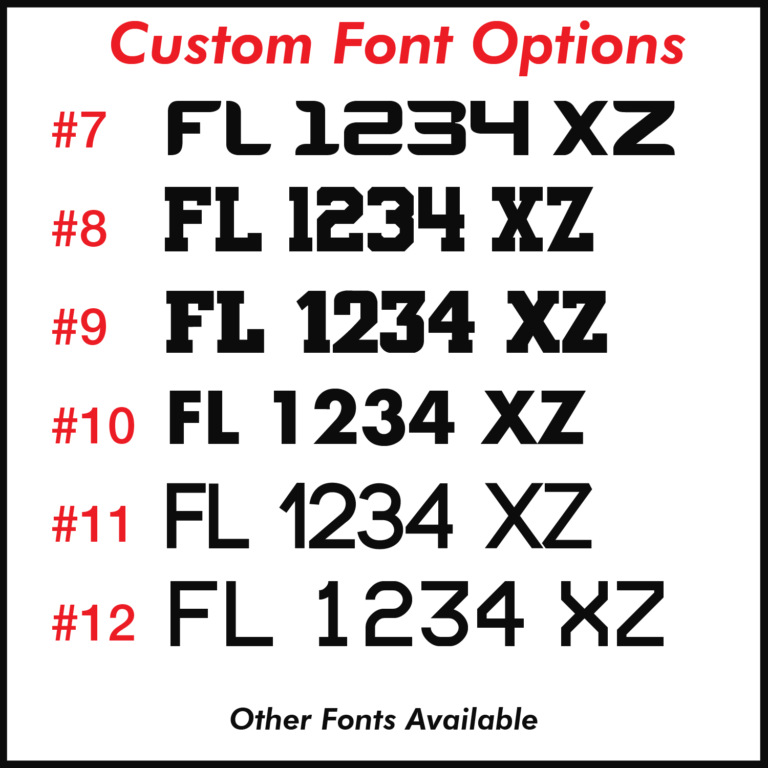 Boat Registration Numbers Decal Set of 2 Crisp Decals